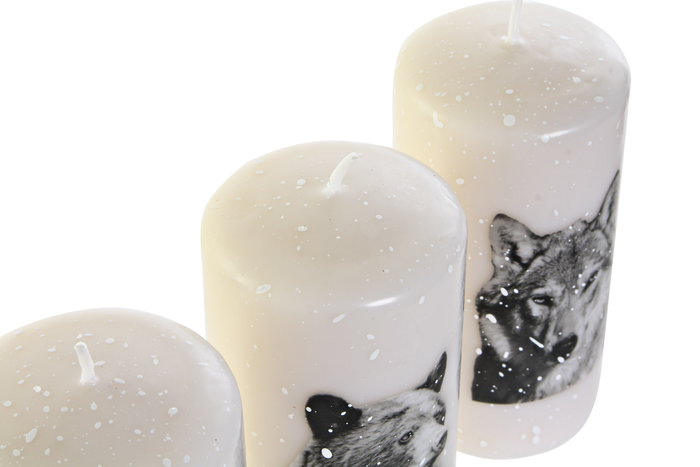 DKD Home Decor Vela de Cera de Parafina 7x7x13,5 con Motivos de Animales Surtido de 3