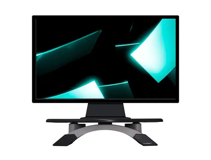Q-connect Soporte para Monitor Giratorio y Ajustable en Altura con Plataforma, HIPS, 411x287x99 mm