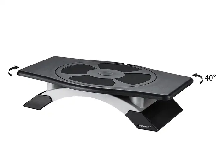 Q-connect Soporte para Monitor Giratorio y Ajustable en Altura con Plataforma, HIPS, 411x287x99 mm