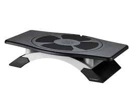 Q-connect Soporte para Monitor Giratorio y Ajustable en Altura con Plataforma, HIPS, 411x287x99 mm