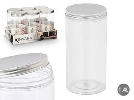 Kinvara Tarro PET Tapa Aluminio 1.4L Transparente y Metal 10x20x10 cm (Set de 24)