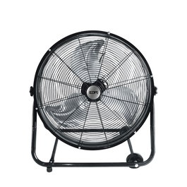 EDM Ventilador Industrial de Suelo con Ruedas Negro 180W, Aspas Ø60x70 cm, 7500 m³/h, 59.8 dB, 3 Velocidades, Cabezal Oscilante