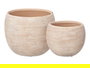 Ibergarden Set de 2 Macetas Rayadas Beige, Cerámica, 19 cm y 25 cm de Diámetro - Jardinería (Set de 2)
