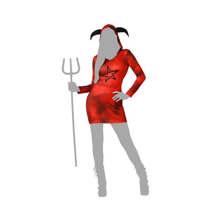 Disfraz Demonia Rojo Mujer Adulto Vestido Corto con Capucha XL