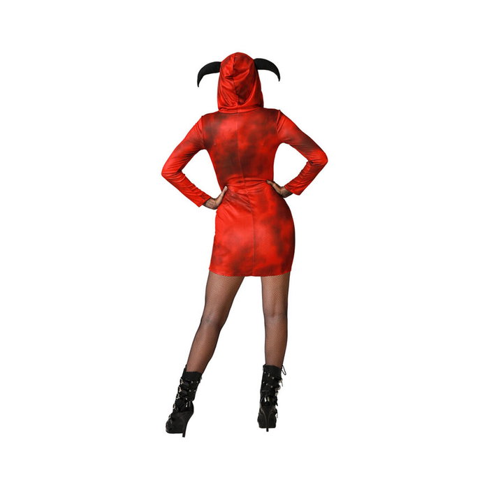 Disfraz Demonia Rojo Mujer Adulto Vestido Corto con Capucha XL