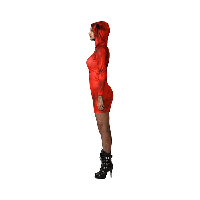 Disfraz Demonia Rojo Mujer Adulto Vestido Corto con Capucha XL