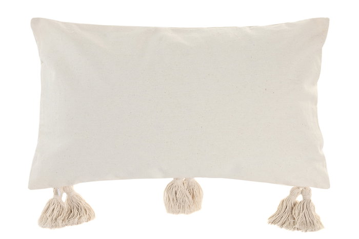 DKD Home Decor Cojín de Poliéster 50x30 cm Crudo con Aplicaciones (Pack de 2)