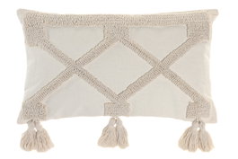 DKD Home Decor Cojín de Poliéster 50x30 cm Crudo con Aplicaciones (Pack de 2)