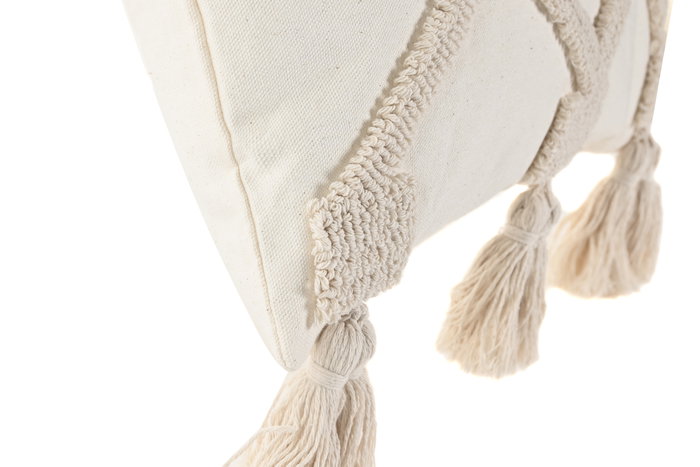 DKD Home Decor Cojín de Poliéster 50x30 cm Crudo con Aplicaciones (Pack de 2)