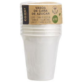 Cook Concept Juego De 10 Vasos Caña Azúcar Eco Concept 250 Ml