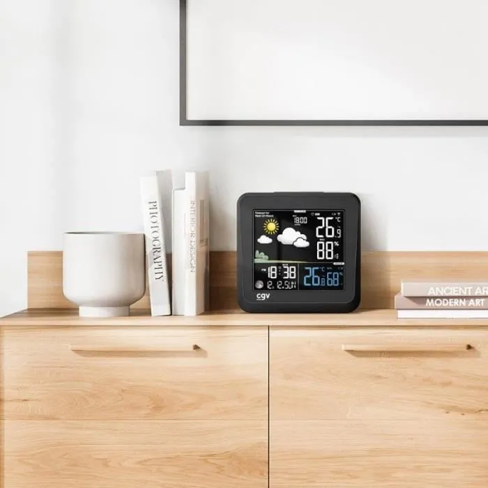 CGV MY METEO-1NC Estación Meteorológica Inalámbrica con Pantalla a Color y Control Táctil, Reloj y Calendario