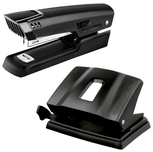 Maped Kit Essentials Metal: Grapadora de 25 hojas y Perforadora de 2 agujeros Negro