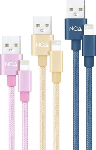 Nanocable Pack de 3 Cables Lightning a USB 2.0 Mallados, 1 m, Rosa, Dorado y Azul Pacífico Nanocable Pack de 3 Cables Lightning a USB 2.0 Mallados, 1 m, Rosa, Dorado y Azul Pacífico