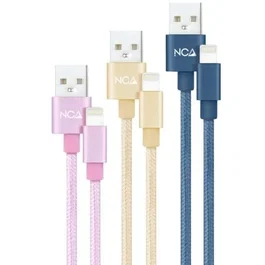 Nano Cable 10.10.0401-CO2 Cable USB 2.0 Lightning Macho a USB A Macho, 1m, Pack 3 Unidades, Rosa, Dorado, Azul Pacífico