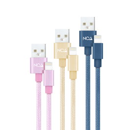 Nanocable Pack de 3 Cables Lightning a USB 2.0 Mallados, 1 m, Rosa, Dorado y Azul Pacífico