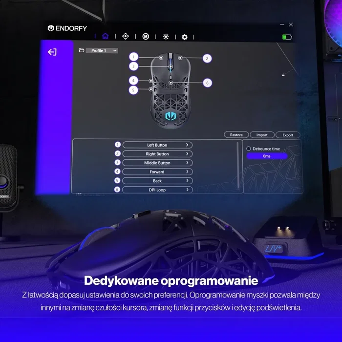 ENDORFY LIV Plus Wireless Ratón Gaming Ultraligero con Sensor PixArt PAW3395 26000DPI y Base de Carga