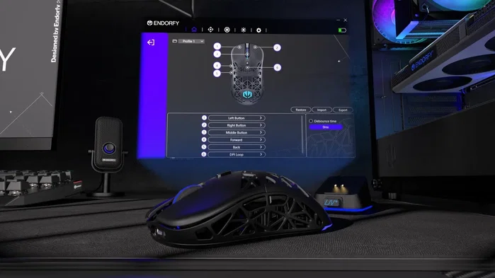 ENDORFY LIV Plus Wireless Ratón Gaming Ultraligero con Sensor PixArt PAW3395 26000DPI y Base de Carga