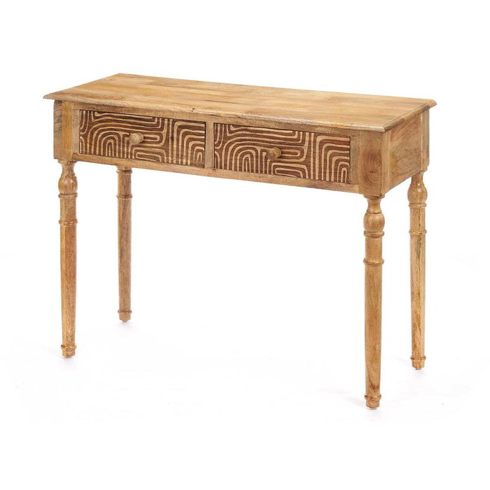GIFTDECOR Mesa Recibidor 2 Cajones Curvas Natural