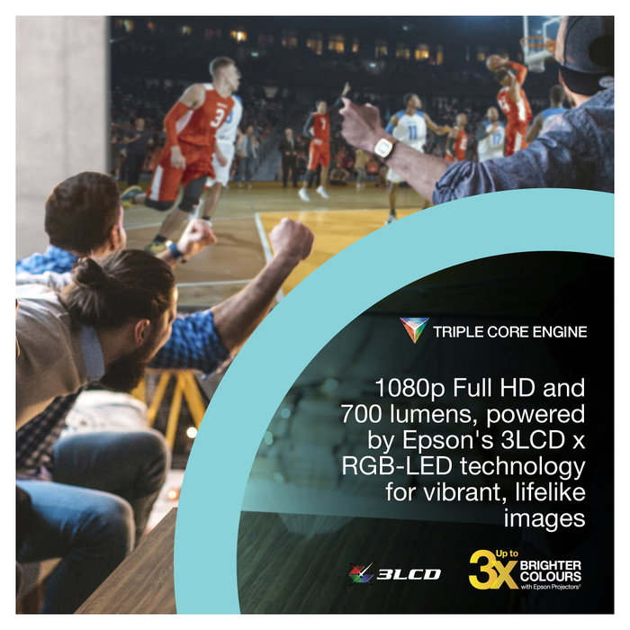 Epson EF-61R LifeStudio Pop Proyector Portátil 3LCD RGB-LED, 700 Lúmenes ANSI, Resolución Full HD 1080p (1920x1080), WiFi, Bluetooth, Google TV, Color Negro/Rosa