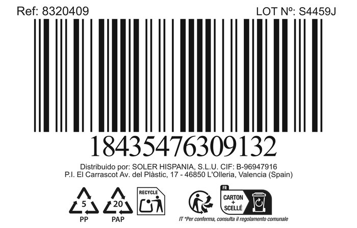 Inde Jarra de Vidrio con Tapa 1L Colección Kesare 7.8x12.7x23.5 cm (12 Unidades)