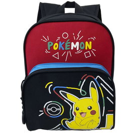 CYP BRANDS Mochila Pikachu Pokemon 30cm con Bolsillo Lateral de Malla y Compartimentos Separados