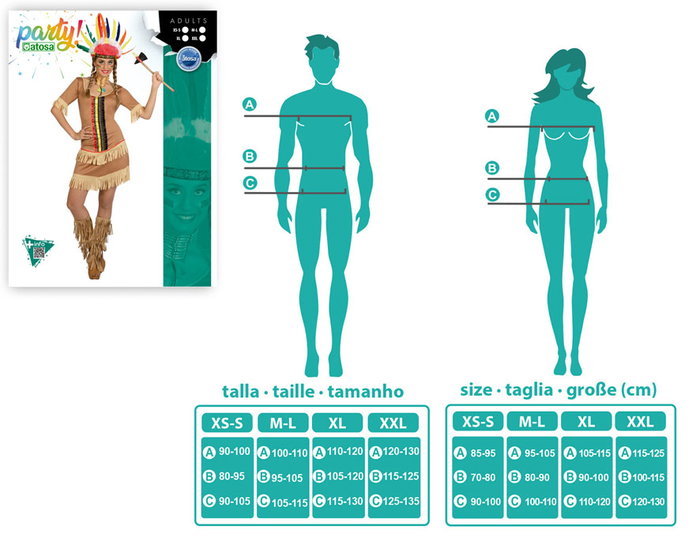 Disfraz India Mujer Adulto Marrón Claro Talla M-L