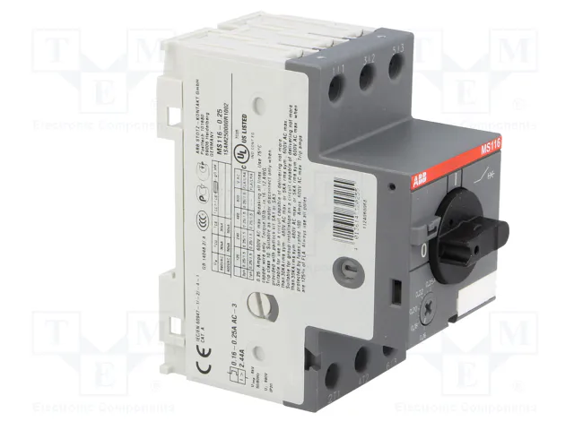 ABB MS116-0.25 Interruptor motorizado 0,06kW 208÷690VAC ABB MS116-0.25 Interruptor motorizado 0,06kW 208÷690VAC
