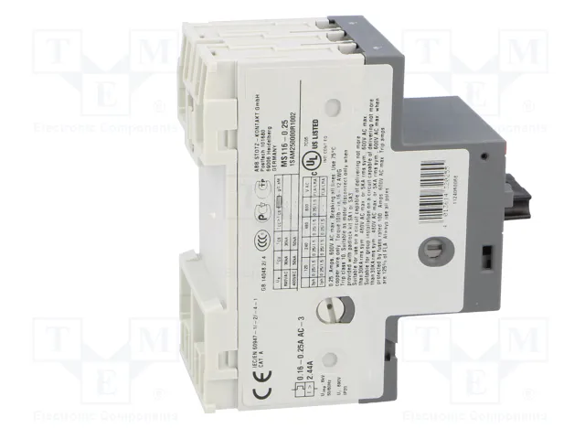 ABB MS116-0.25 Interruptor motorizado 0,06kW 208÷690VAC ABB MS116-0.25 Interruptor motorizado 0,06kW 208÷690VAC