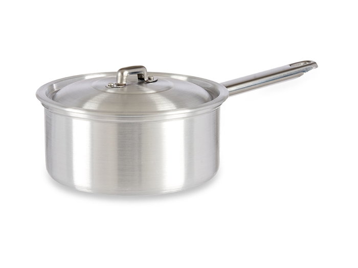 Kinvara Cazo de Aluminio con Tapa 16 cm, Capacidad 1.5 L, Apto para Gas y Horno, Color Plata (Set de 10)