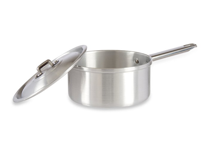 Kinvara Cazo de Aluminio con Tapa 16 cm, Capacidad 1.5 L, Apto para Gas y Horno, Color Plata (Set de 10)