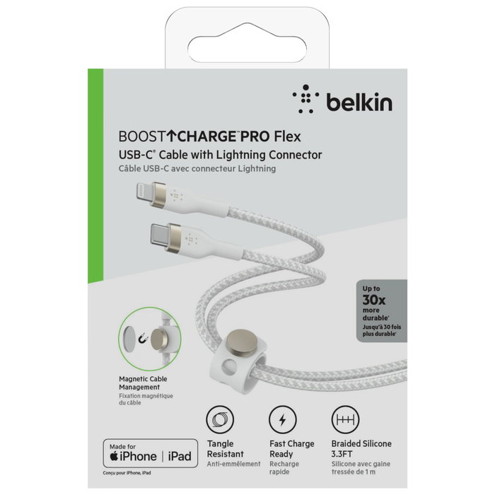 Belkin BOOST CHARGE PRO Flex Cable USB-C a Lightning 1 m Blanco