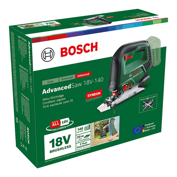 Bosch AdvancedSaw 18V Sierra de calar inalámbrica con batería de 2,0 Ah