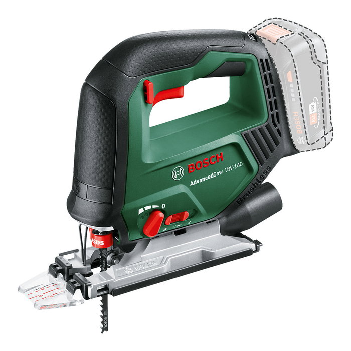 Bosch AdvancedSaw 18V Sierra de calar inalámbrica con batería de 2,0 Ah