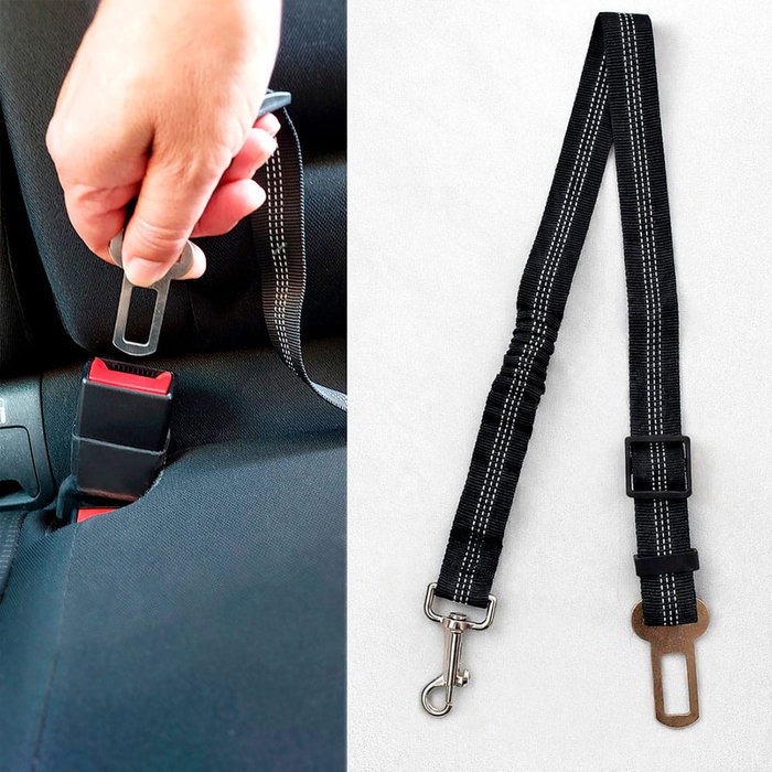 NK Protector para asiento de coche con enganche cinturón y separador para mascotas de poliéster negro