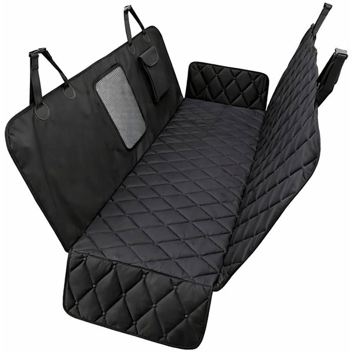 NK Protector para asiento de coche con enganche cinturón y separador para mascotas de poliéster negro