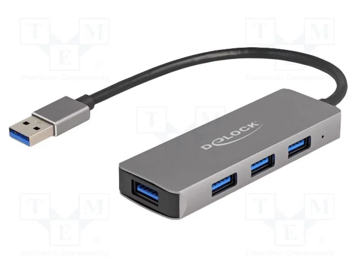 DeLOCK Hub USB de 4 puertos 5 Gbps con conectores laterales Gris DeLOCK Hub USB de 4 puertos 5 Gbps con conectores laterales Gris