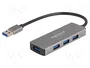 DeLOCK Hub USB de 4 puertos 5 Gbps con conectores laterales Gris