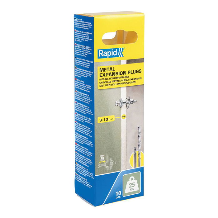 Rapid Taco de expansión metálico m4x40 (bolsa 10 unid) para pladur, paredes de yeso y huecas