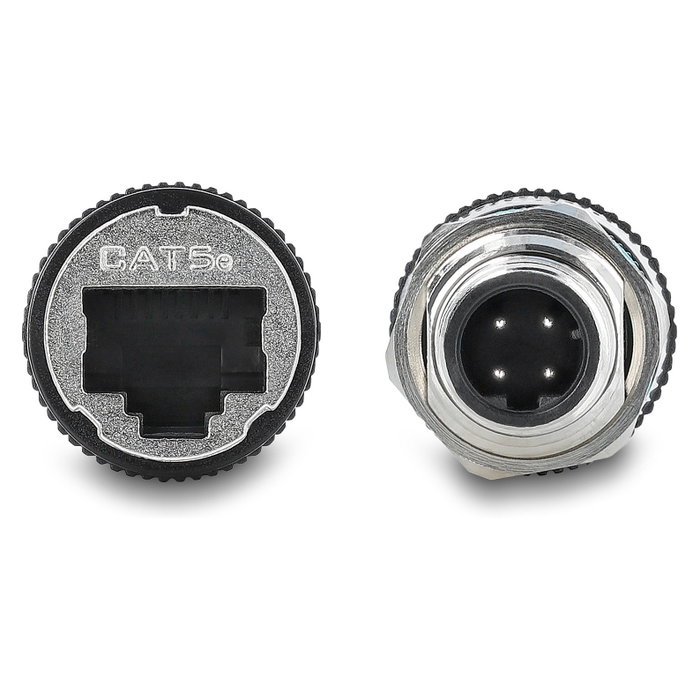 DeLOCK 90662 Adaptador M12 D-coded 4 pin macho a RJ45 hembra para montaje recto