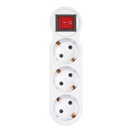 Simon Adaptador eléctrico 3 tomas schuko frontal con interruptor, 16A/250V, color blanco