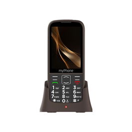 Myphone Halo 4 Plus - Teléfono móvil sencillo con teclas grandes, Dual SIM 4G, pantalla 3.5", cámara 2MP, batería 2500mAh y botón SOS para personas mayores (Negro Praline)