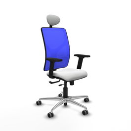 PIQUERAS Y CRESPO Silla de oficina Motilla con mecanismo Sincro/Traslack, tela blanca y malla azul