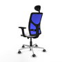 PIQUERAS Y CRESPO Silla de oficina Motilla con mecanismo Sincro/Traslack, tela blanca y malla azul