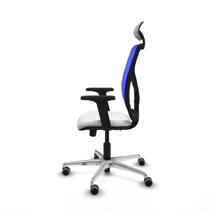 PIQUERAS Y CRESPO Silla de oficina Motilla con mecanismo Sincro/Traslack, tela blanca y malla azul