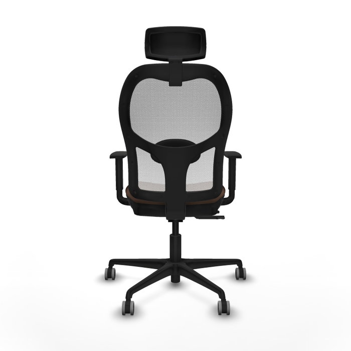 PIQUERAS Y CRESPO Silla de oficina Jorquera con mecanismo Sincro/Traslack, tela marrón y malla blanca PIQUERAS Y CRESPO Silla de oficina Jorquera con mecanismo Sincro/Traslack, tela marrón y malla blanca