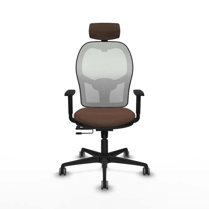 PIQUERAS Y CRESPO Silla de oficina Jorquera con mecanismo Sincro/Traslack, tela marrón y malla blanca PIQUERAS Y CRESPO Silla de oficina Jorquera con mecanismo Sincro/Traslack, tela marrón y malla blanca