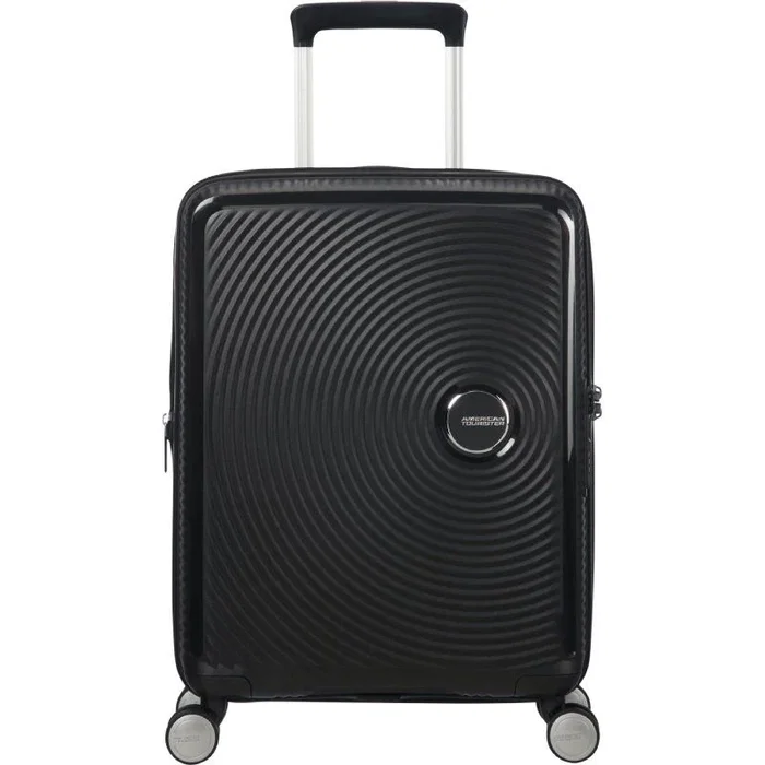 American Tourister Maleta de Cabina Soundbox Spinner 55x40x20/23cm Expandible, 4 Ruedas Dobles, Candado TSA, Negro Bass