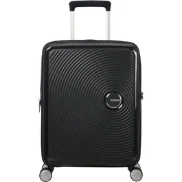 American Tourister Maleta de Cabina Soundbox Spinner 55x40x20/23cm Expandible, 4 Ruedas Dobles, Candado TSA, Negro Bass