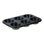 San Ignacio Molde Experto para 6 Muffins o Magdalenas, Acero al Carbono, Antiadherente Negro, 26.5 x 18.5 x 3 cm, Modelo PQ-7764C para Horno