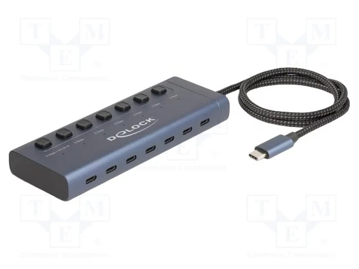 DeLOCK Hub USB con 7 puertos Type-C de 5 Gbps, Azul, 63410